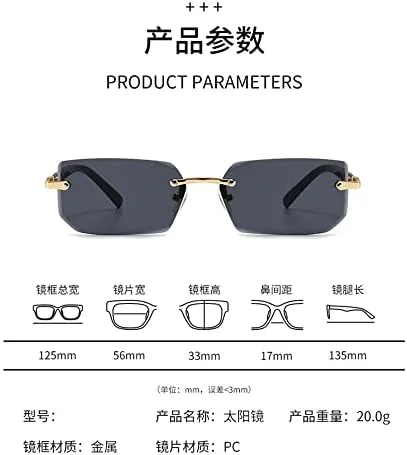 

Солнцезащитные очки без оправы, прямоугольной формы, для женщин и мужчин, маленькие солнцезащитные очки для женщин и мужчин, летние, для путешествий MTZJH, 10