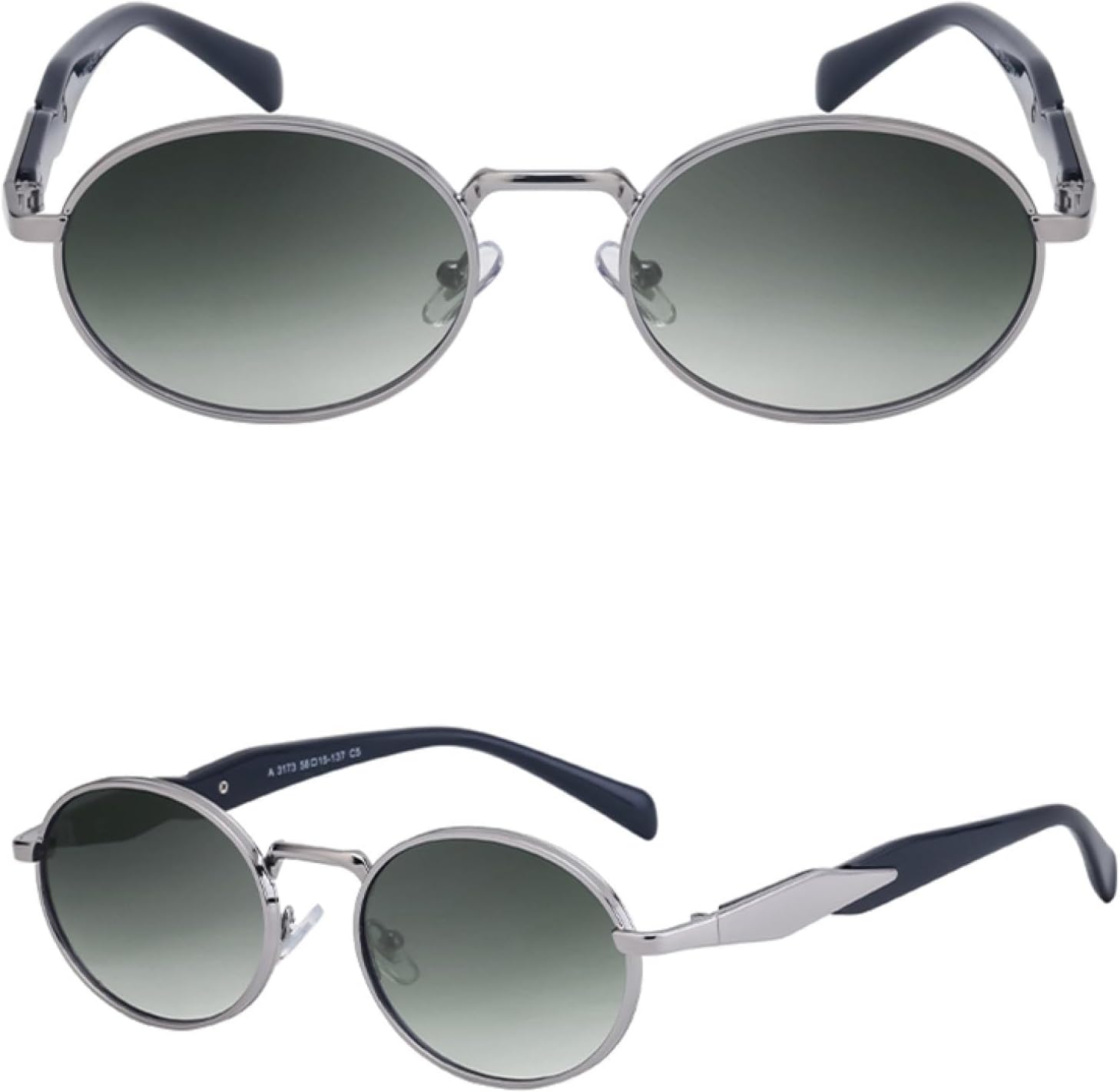 

Овальные солнцезащитные очки в металлической оправе для женщин и мужчин, модные, маленькие, круглые, в стиле панк, винтажные, с защитой от УФ-излучения UV400 TVTBBVV, C5graygreen