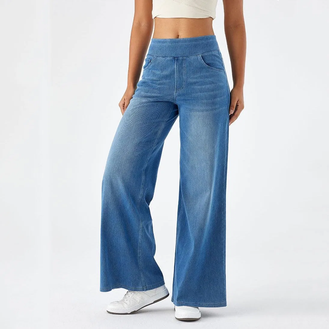 Джинсы свободные Women Sweatpant Jeans, Light Blue — фото 2