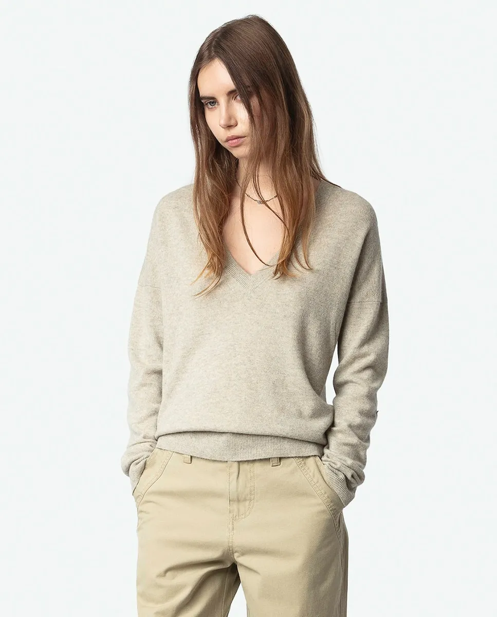 

Женский свитер Vivi Patch из 100% кашемира Zadig & Voltaire, бежевый