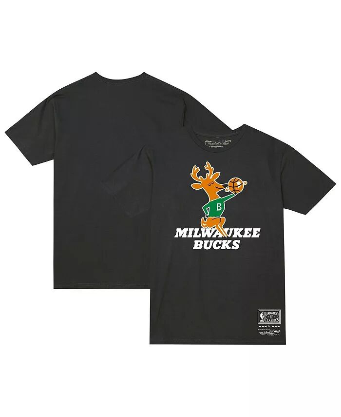 

Мужская и женская черная футболка Milwaukee Bucks Hardwood Classics MVP Throwback с логотипом Mitchell & Ness