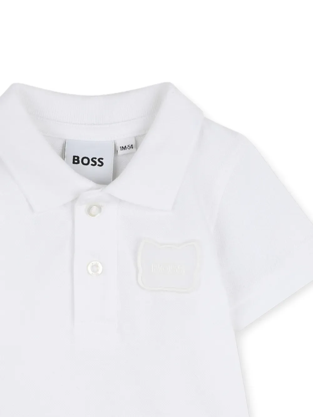Полукомбинезон-поло с нашивкой BOSS Kidswear, белый — фото 3