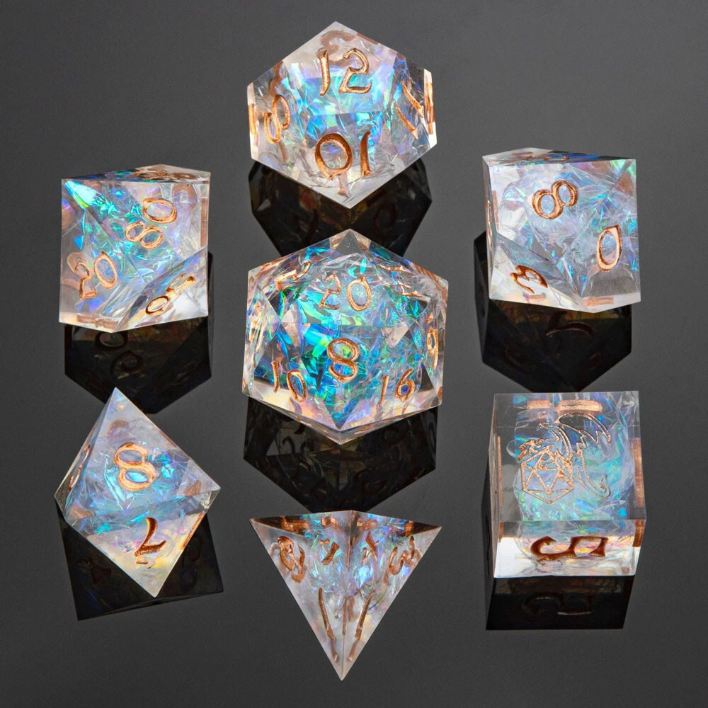 

Аксессуары Hymgho Premium Gaming Sharp-Edge Polyhedral Dice Set: Captured Magic - Opal (7)