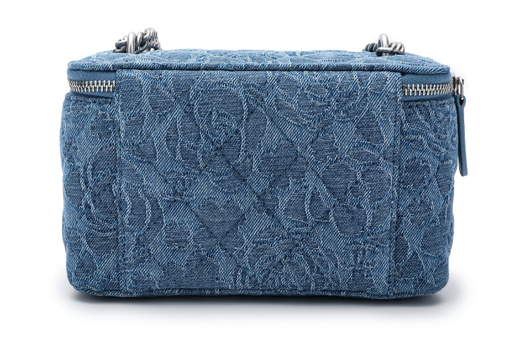 CHANEL Кожаная джинсовая коробочная сумка косметичка через плечо кроссбоди для женщин в стиле трумпи вымытый синий — фото 4