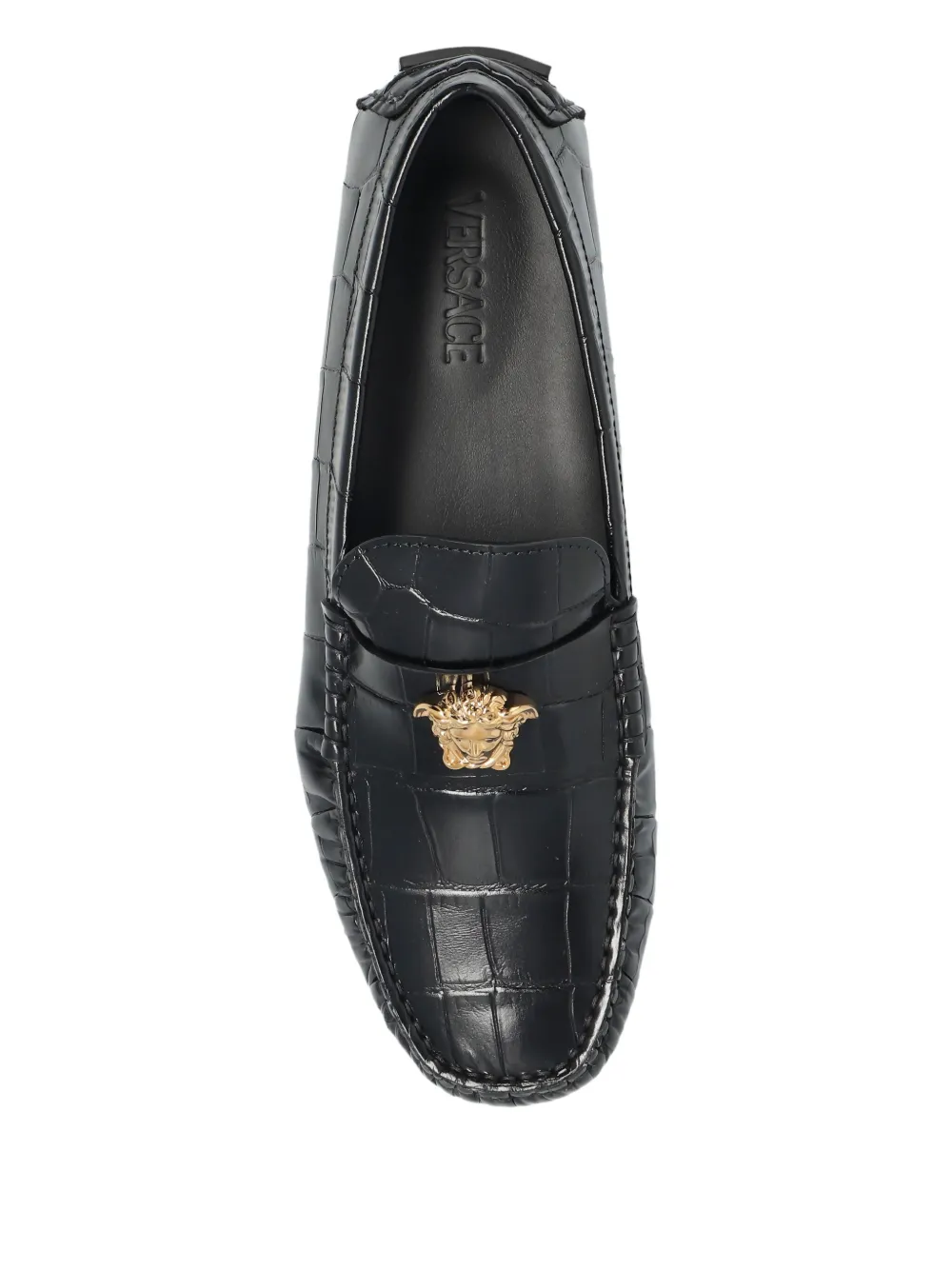 Лоферы с круглым носком и мотивом головы Медузы Versace, черный — фото 3