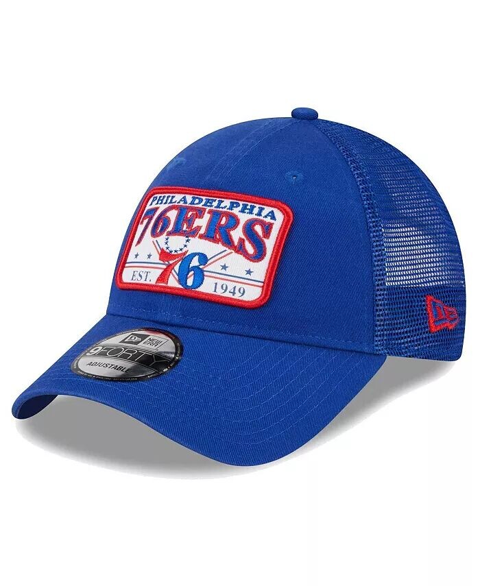 

Мужская регулируемая кепка Royal Philadelphia 76ers с увеличенной нашивкой и нашивкой Trucker 9Forty New Era, синий