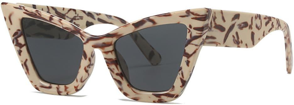 

LVTFCO Модные солнцезащитные очки большого размера для женщин и мужчин, модель «кошачий глаз», современные ретро-очки, трендовые оттенки, защита от ультрафиолета UV400, Beige Gray