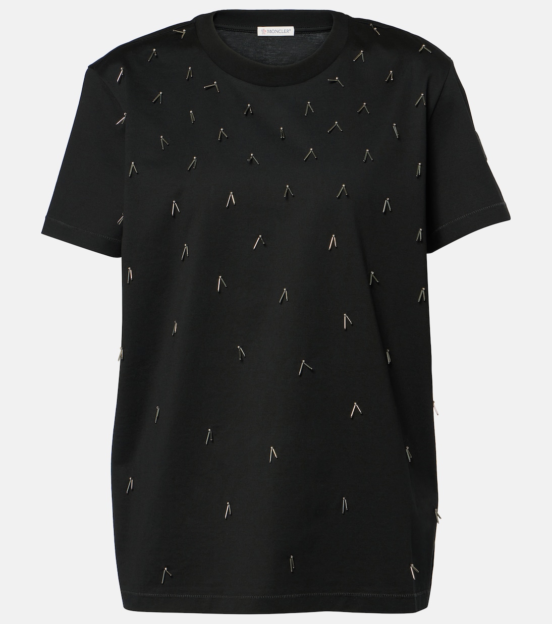 

Хлопковая футболка с декором Moncler, 999 - Black