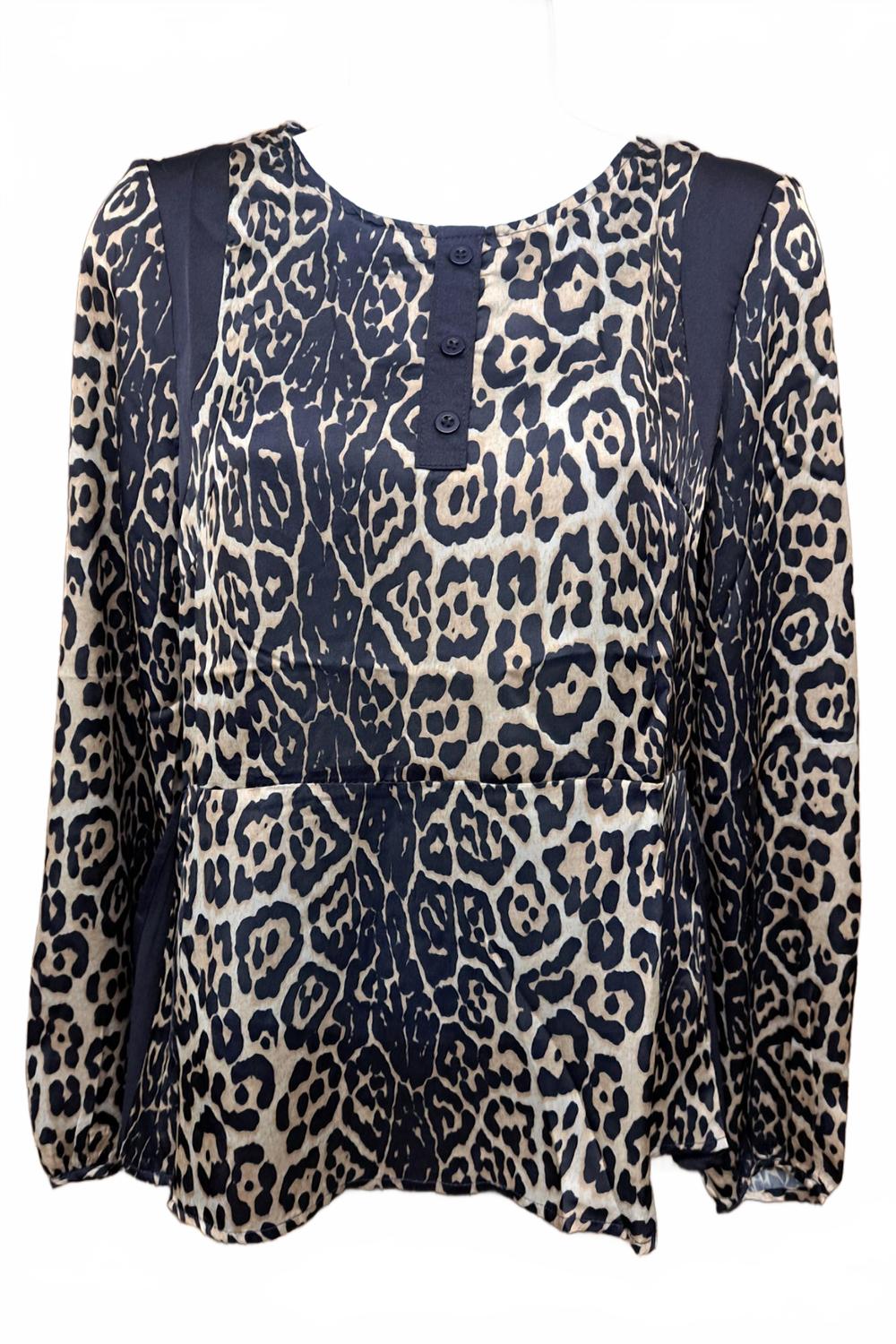 

Женский леопардовый топ с вырезом на спине и молнией, темно-синий Joompy