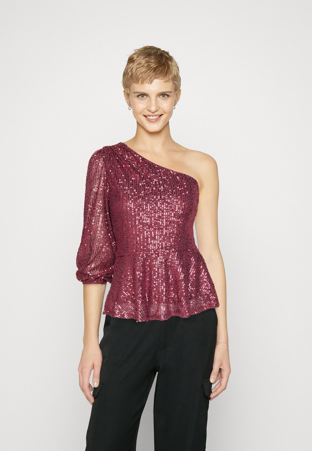 

Топ JDY JDYCARMEN ONE SHOULDER GLITTER, цвет apple butter