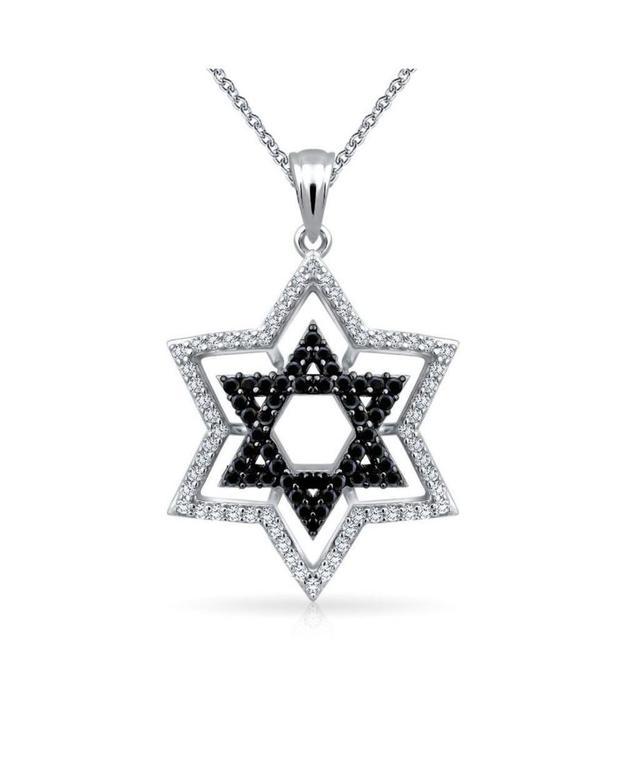 

Кулон в виде звезды Давида на Хануку из стерлингового серебра, выполненный из черно-белого циркония в стиле иудаики Bling Jewelry, Black