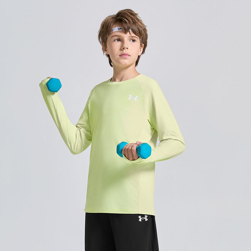 Футболка для детей Quick Dry, для всесторонних тренировок подростков Under Armour, lime зеленый — фото 4