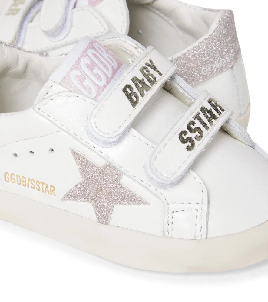 Детские кожаные кроссовки в стиле олдскул Golden Goose Kids, белый — фото 4