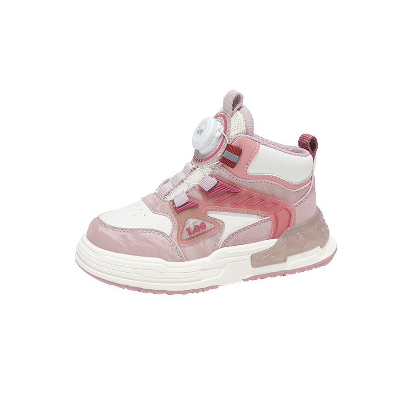 

Износостойкие высокие детские скейтерские кроссовки Kids' Lee, розовый/бежевый