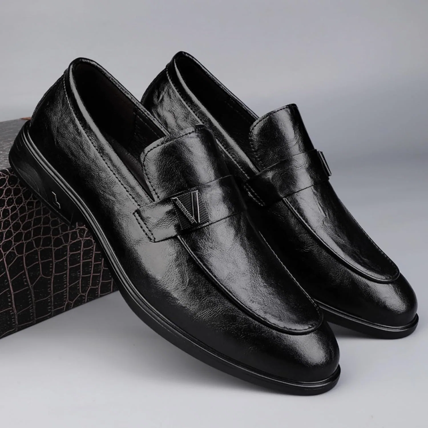 Мокасины кожаные Loafers черные — фото 4