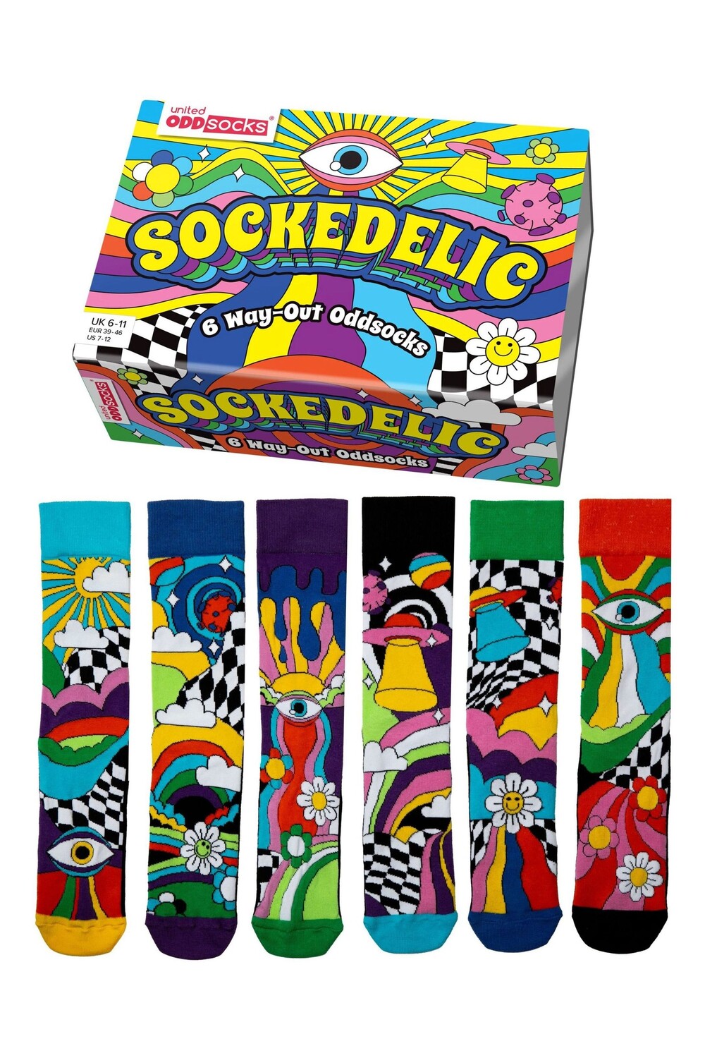 

Sockedelic 6 непарных носков для смешивания и несочетания United Odd Socks, желтый