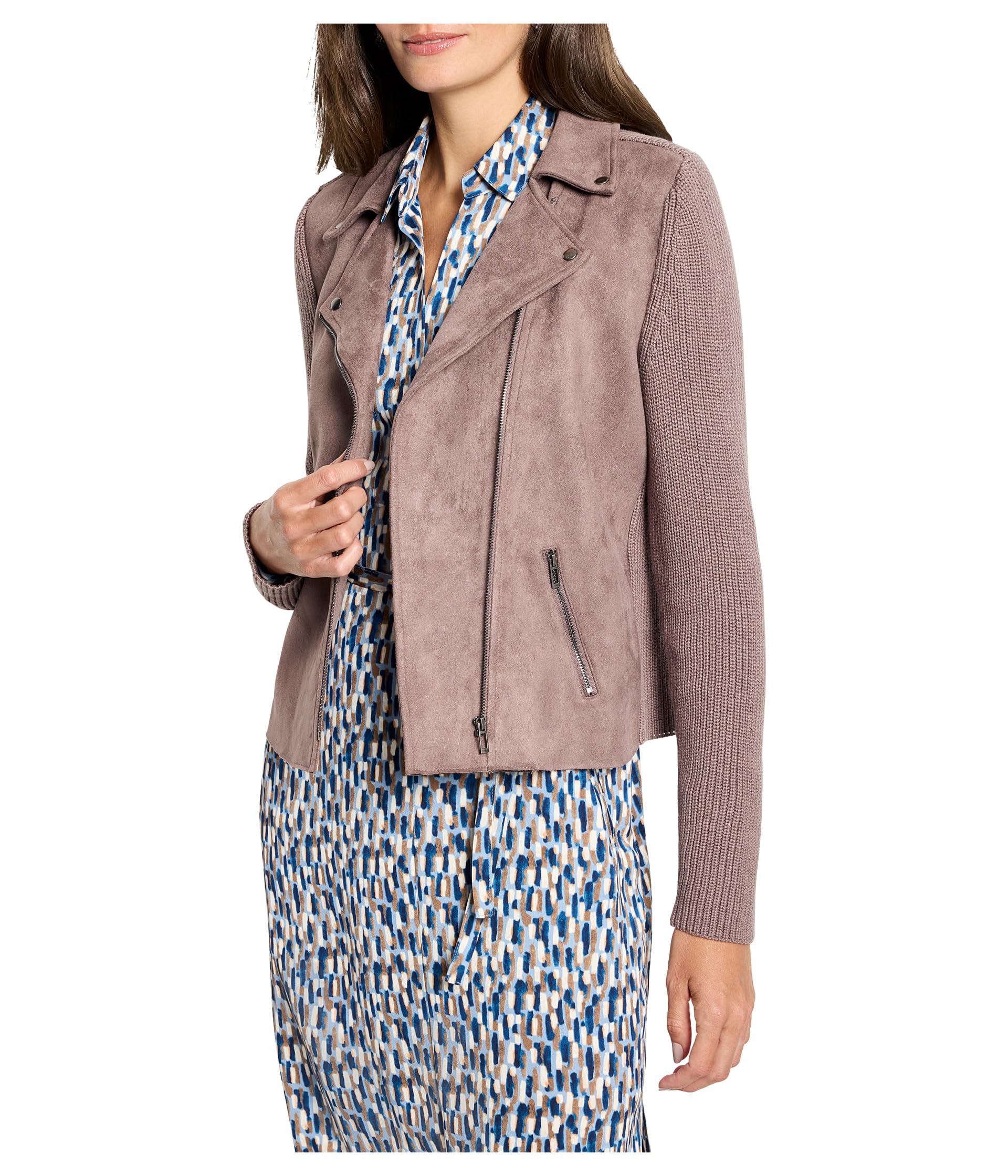 

Куртка NIC+ZOE Mixed Media Moto Jacket, цвет Cocoa