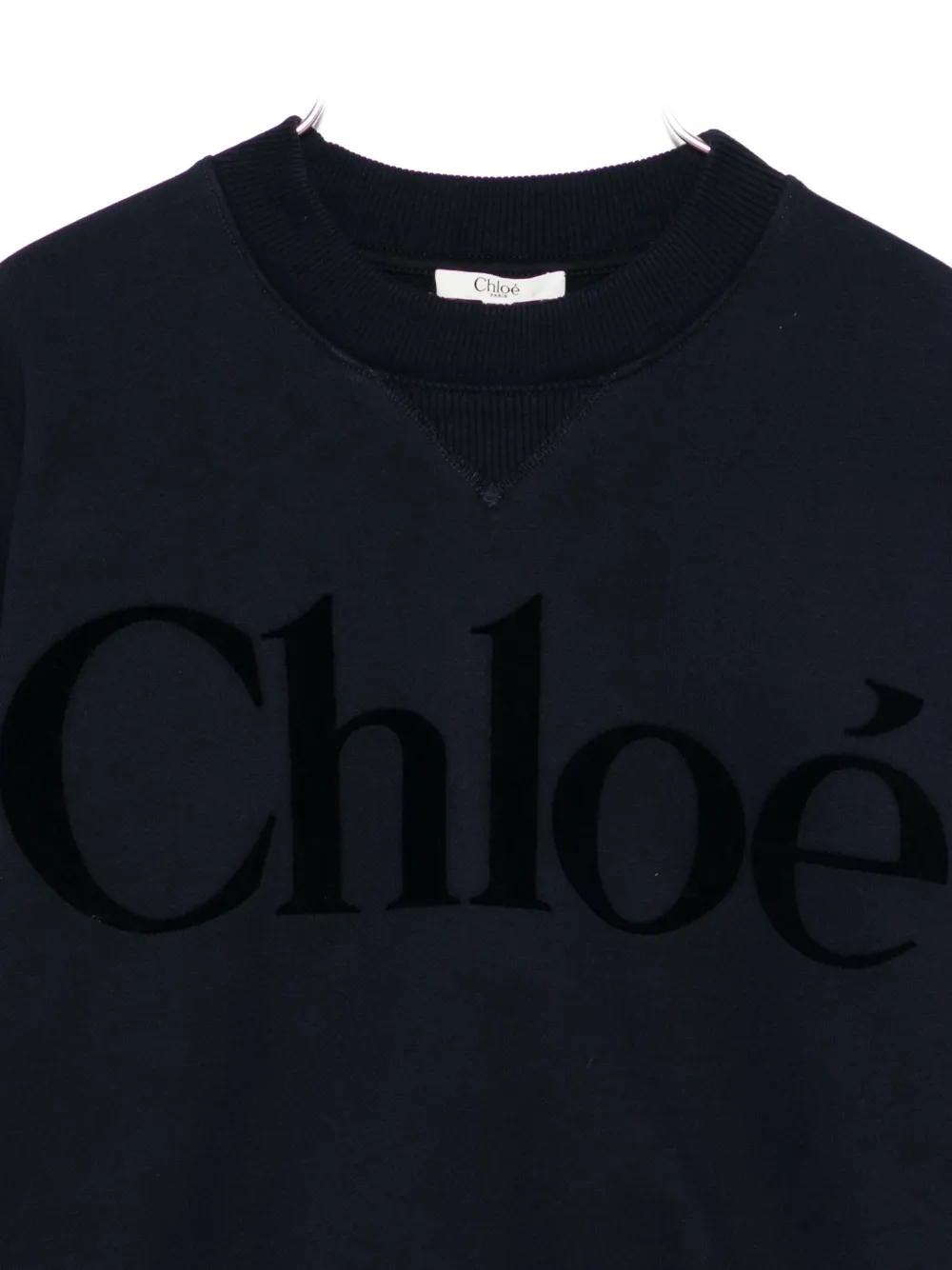 Флисовый свитшот с заниженной линией плеч Chloé Kids, синий — фото 3