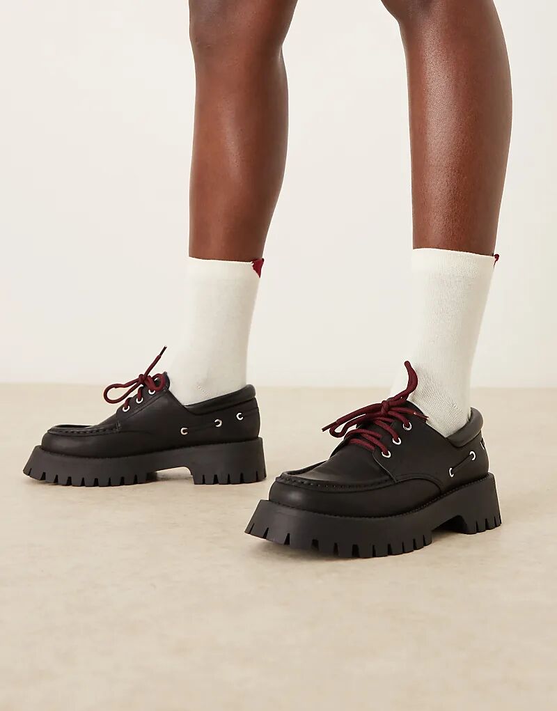 Туфли-лодочки Monsoon на массивной шнуровке ASOS DESIGN черного цвета — фото 4