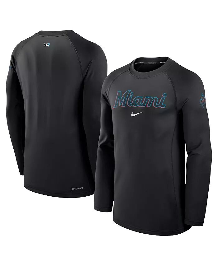 

Мужская черная футболка Miami Marlins Authentic Collection Game Time Raglan Performance с длинным рукавом Nike
