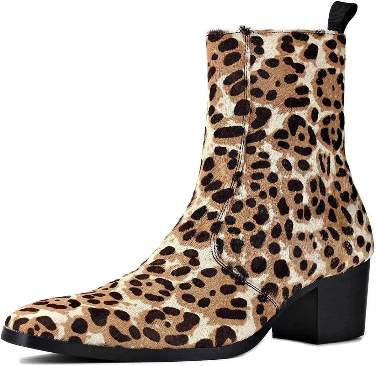 

Мужские повседневные челси ботинки на высоком каблуке, стильные ботильоны с леопардовым принтом CD-JY012-Color COWSDELLA, бежевый
