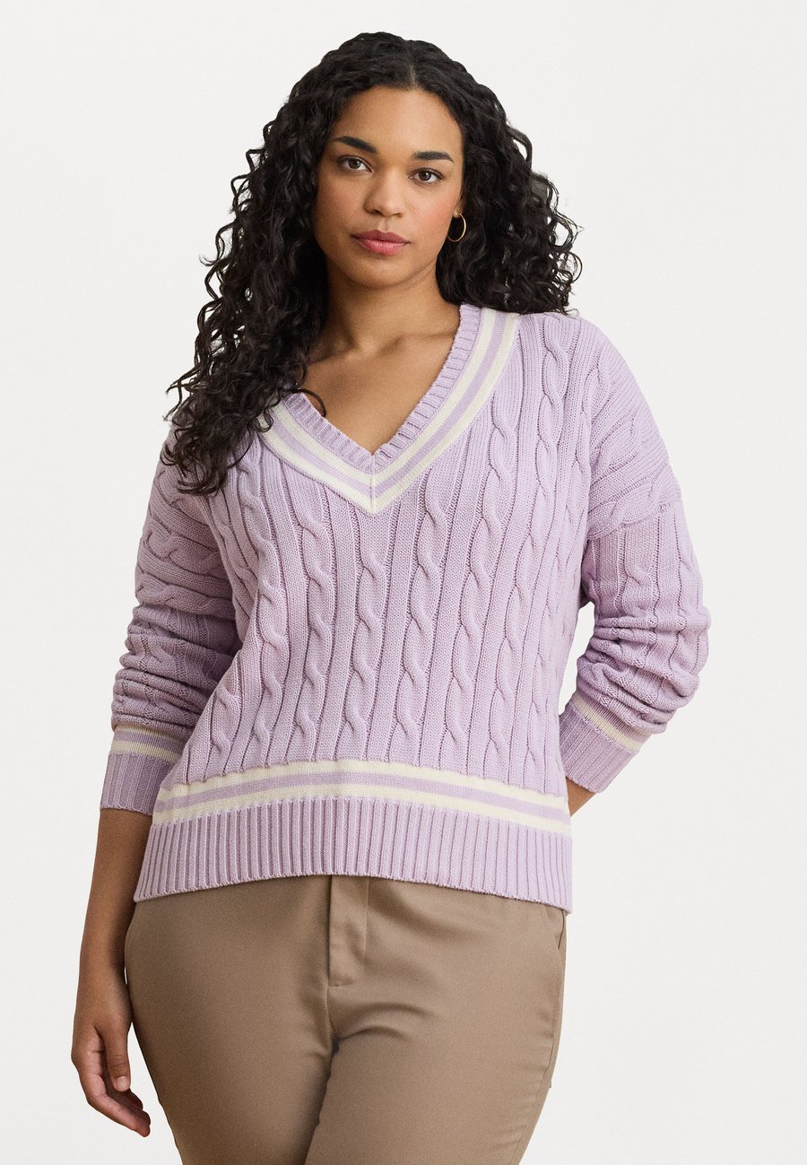 

Джемпер Lauren Ralph Lauren Woman CABLE-KNIT COTTON CRICKET SWEATER, Lavender Frost/Masc Cream/Lilac