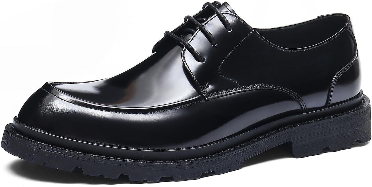 

Мужские туфли-дерби с мокасиновым носком, деловые туфли для повседневной носки, верх из натуральной кожи, классический формальный стиль Windhana, черный