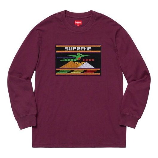 

Футболка ss19 needlepoint patch ls top purple Supreme, фиолетовый