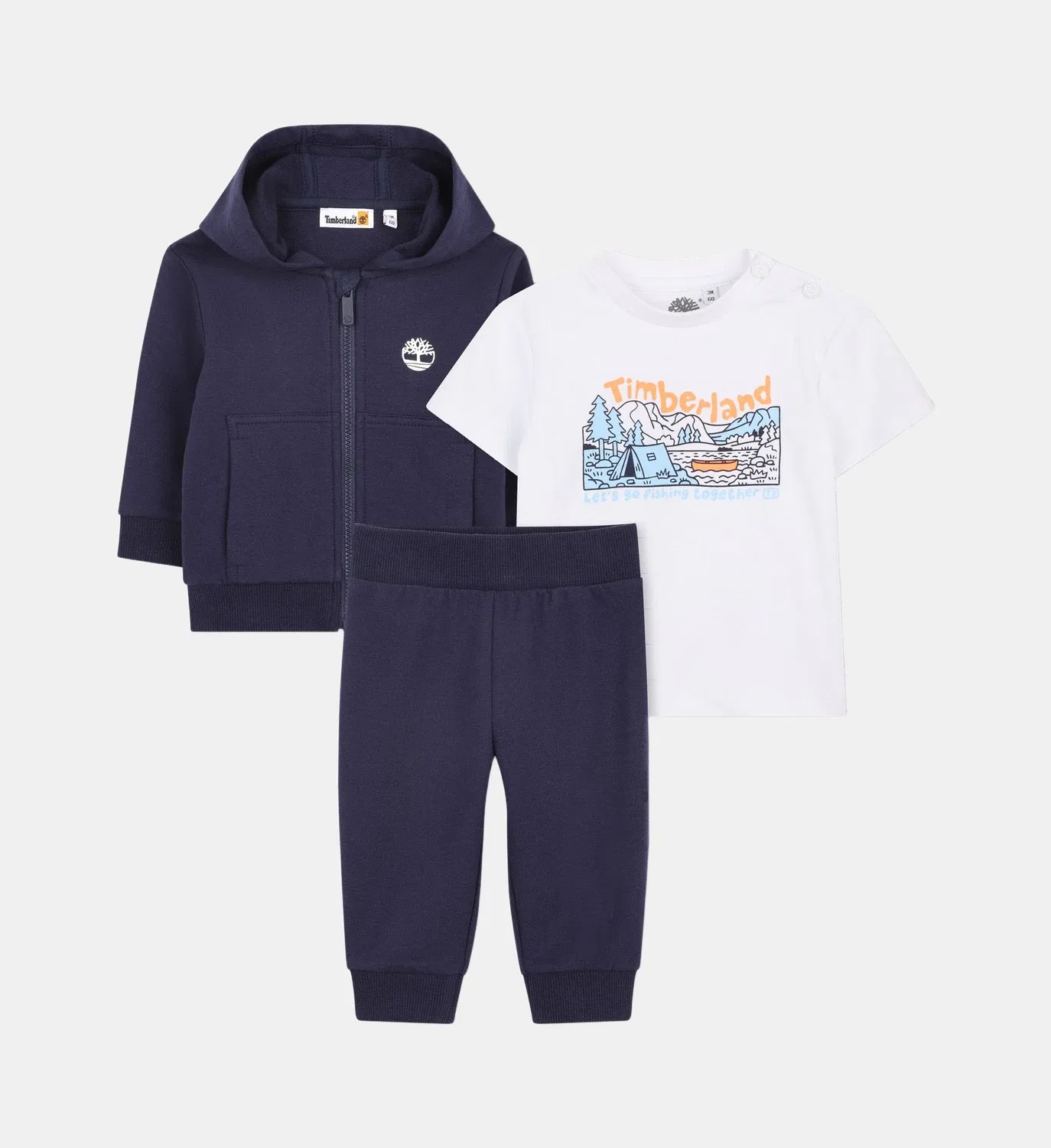 Комплект: брюки, футболка и кардиган Timberland, синий