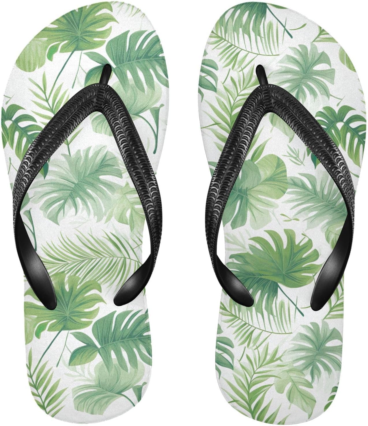 

Мужские и женские летние тапочки с тропическими пальмовыми листьями, пляжные шлепанцы, резиновые нескользящие сандалии Sinestour, зеленый