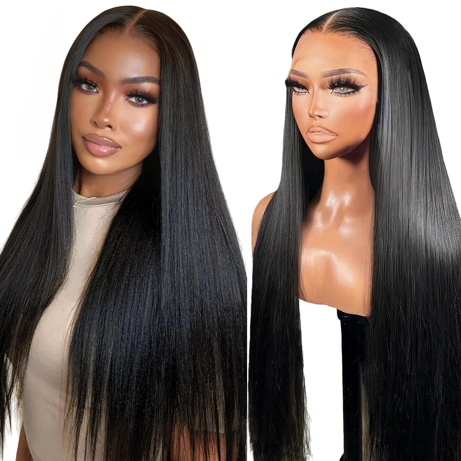 Женский прямой парик из натуральных бразильских волос HD Lace Front, 46 см, 100% Remy Rxy, 2-Natural Black