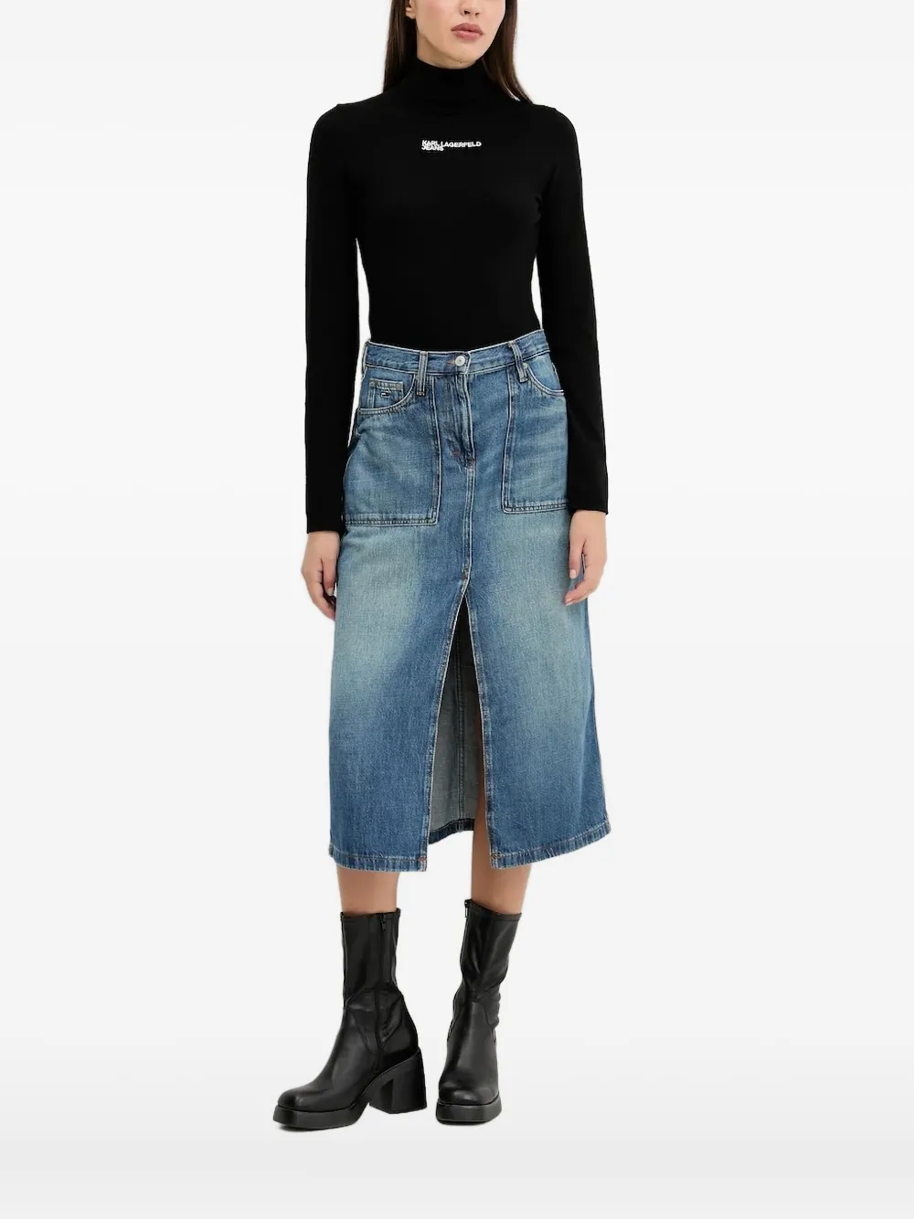 

Водолазка с вышитым логотипом Karl Lagerfeld Jeans, черный