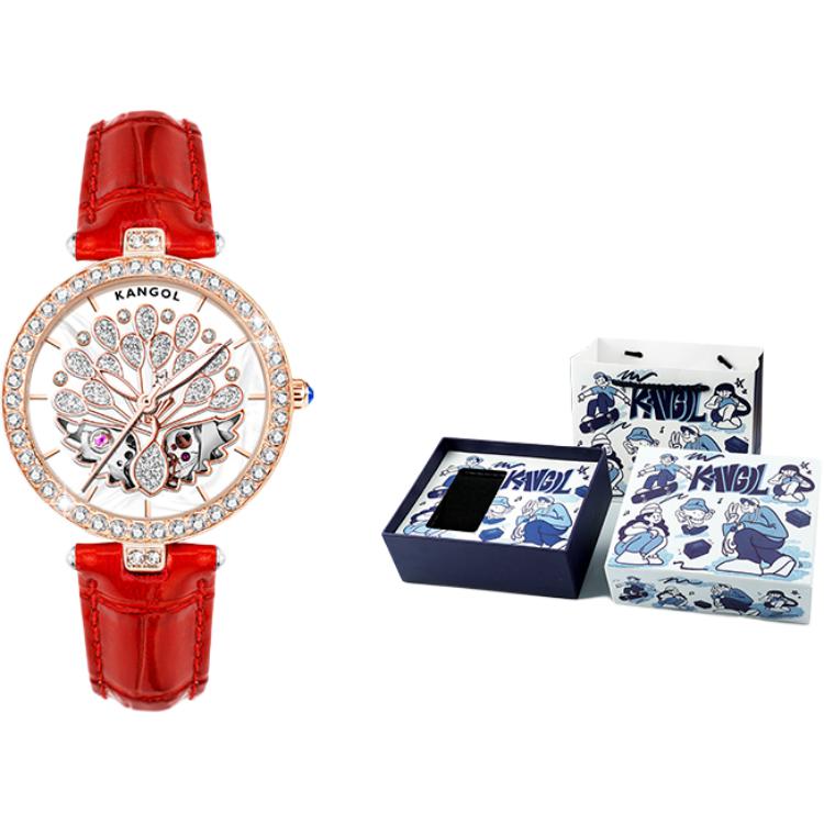 

KANGOL Часы Manual Mechanical Movement Genuine Leather Strap Watch Women's Watch White Dial -K133