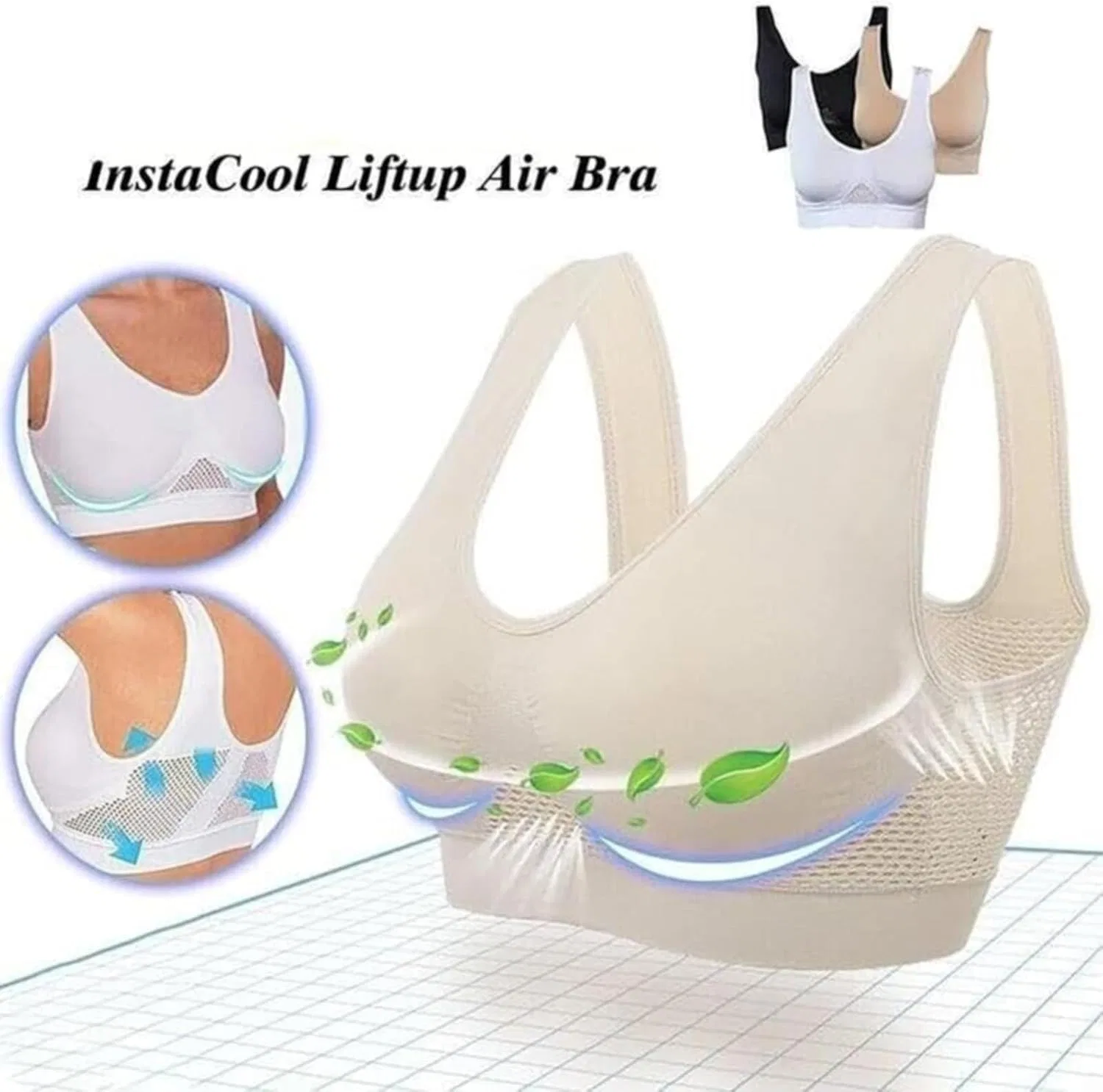 Спортивный бюстгальтер Breathable Cool Liftup Air Bra, Generic, Y2-green (с вкладышами) — фото 3
