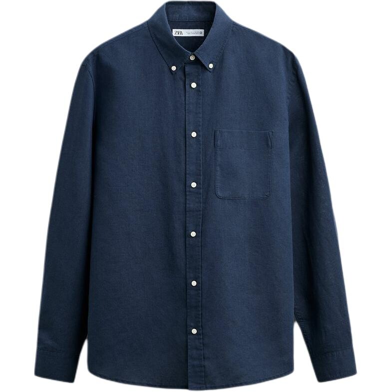 

Рубашка мужская синяя Zara, синий