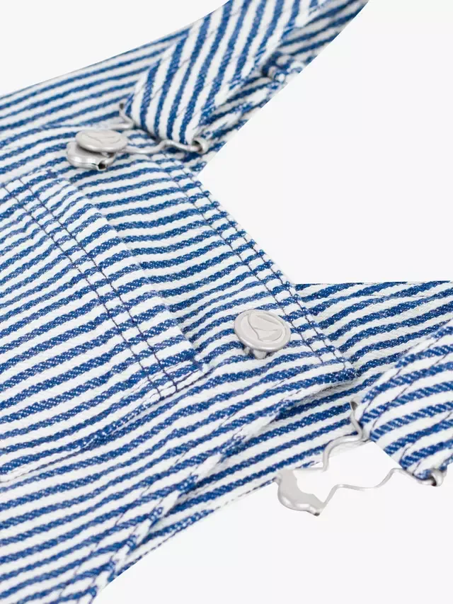 Детский полосатый комбинезончик из ткани дунагри, синий Petit Bateau — фото 4