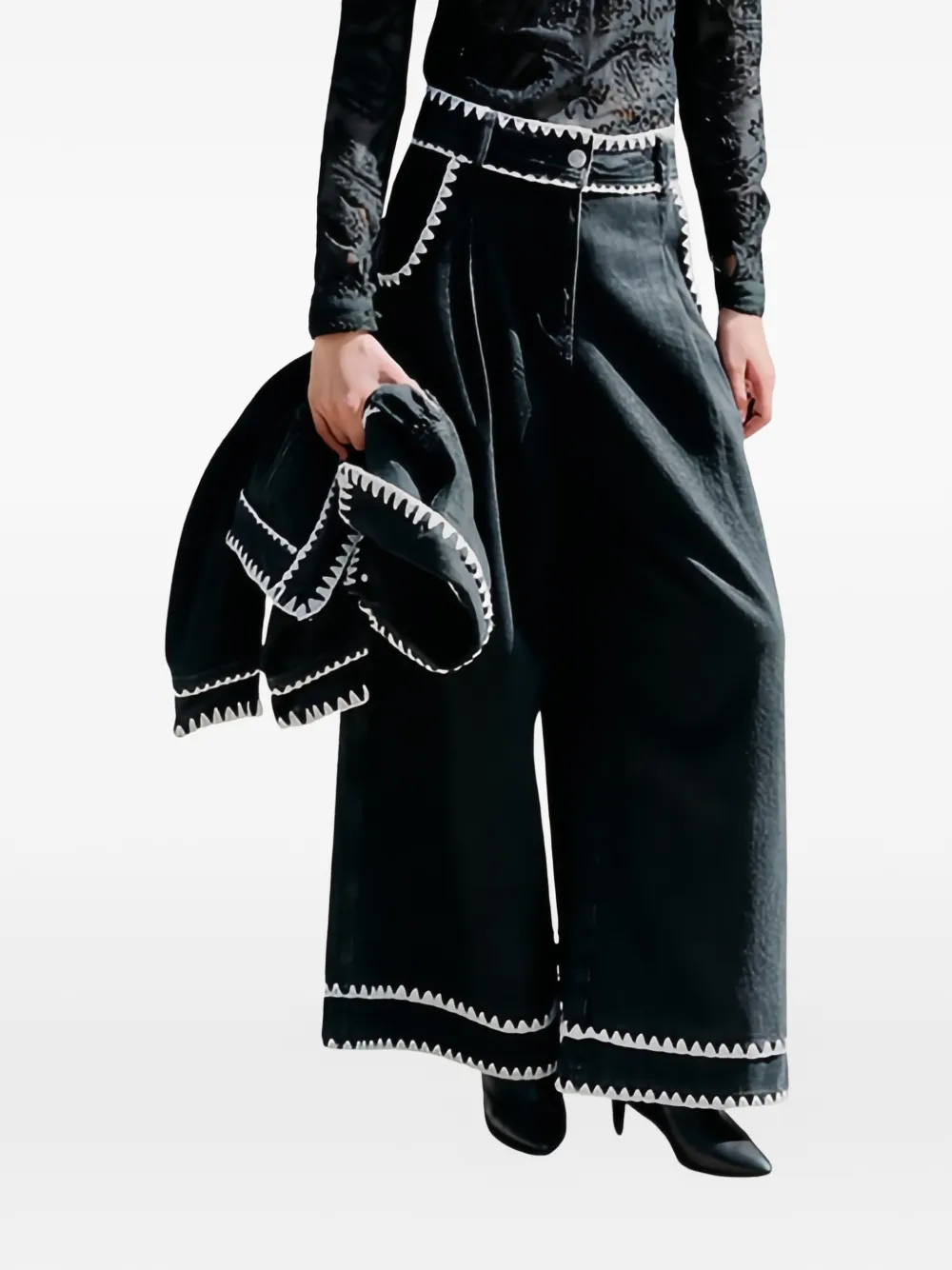 

Джинсы с вязкой крючком Farm Rio, черный