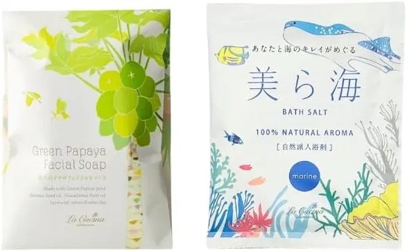 Набор для ухода за кожей La Cuchina Sesame Oil Soap и Bath Salt с папайей и морскими минералами, 2 шт La Cucina