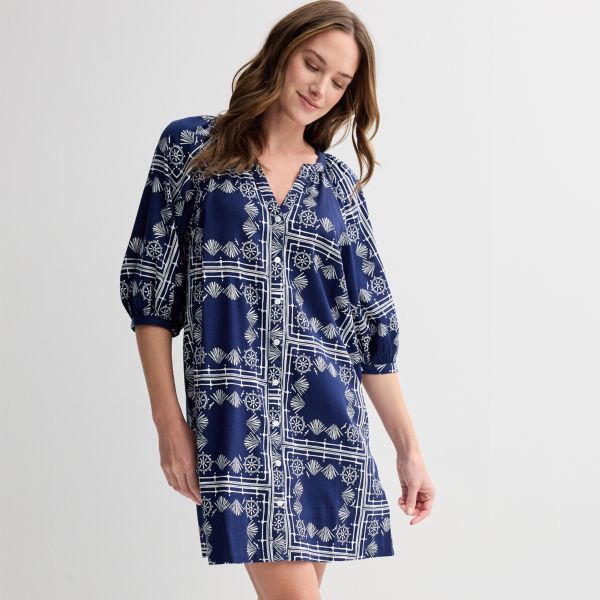 

Миниатюрное платье-футляр с пуговицами спереди Sonoma Goods For Life, цвет blue nautical print