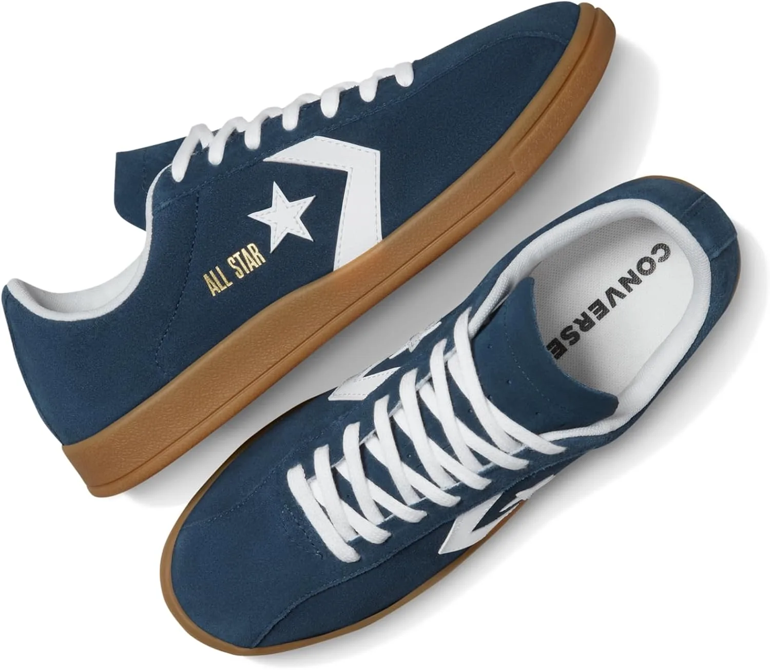 Кроссовки Converse Classic, замшевые кроссовки, без каблука, белый/темно-синий — фото 4