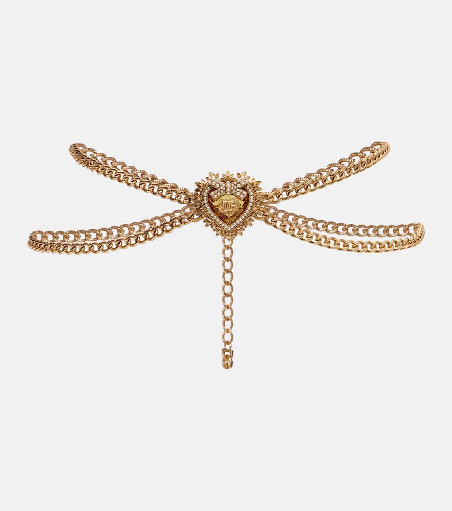 

DG пояс с цепью, украшенный искусственным жемчугом Dolce&Gabbana, Gold