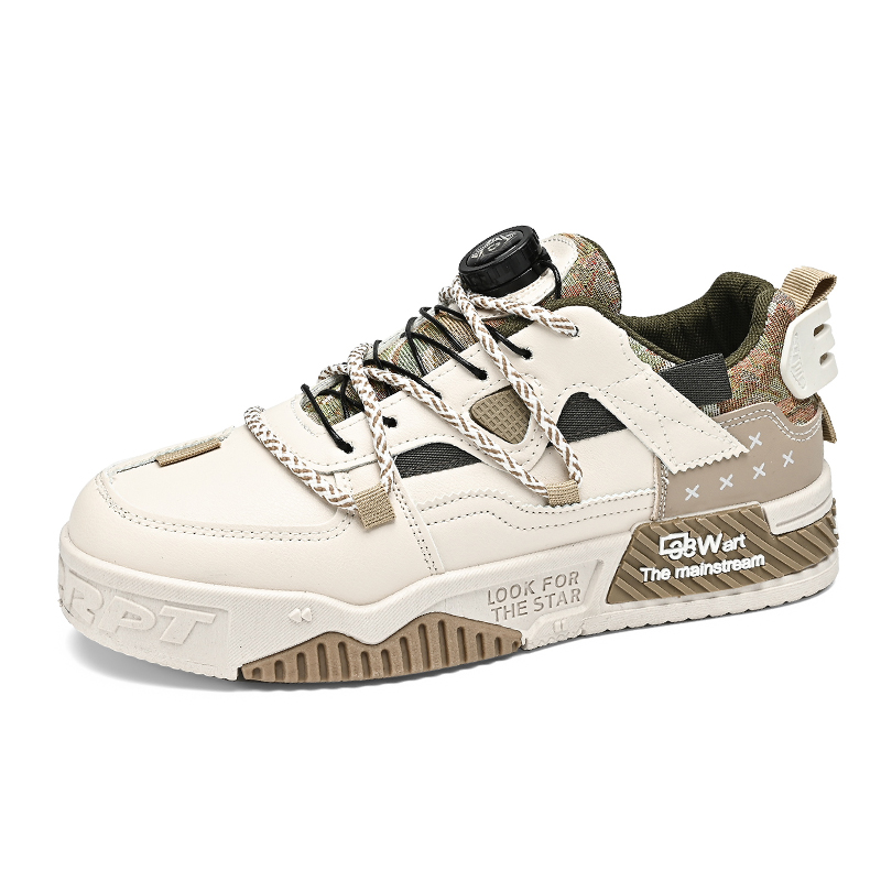 

SHOUBA Низкие скейтерские кросcовки мужские бело-коричневые, цвет White Brown