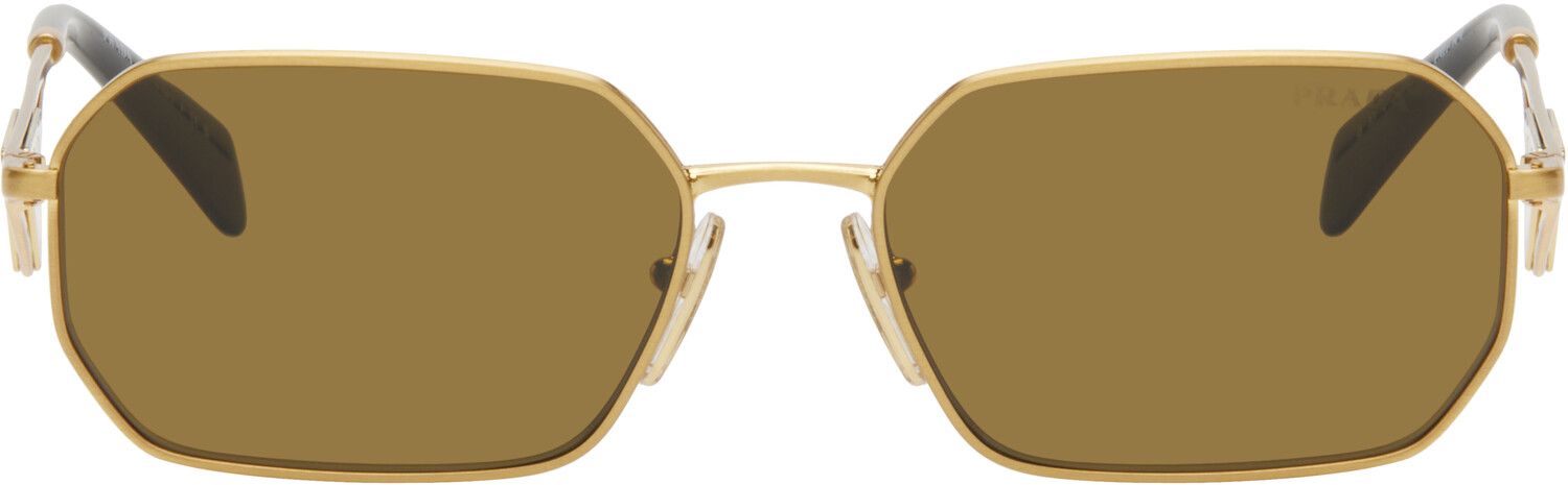 

Солнцезащитные очки с логотипом Gold Triangle Prada Eyewear, Loden lenses/Brushed pale gold