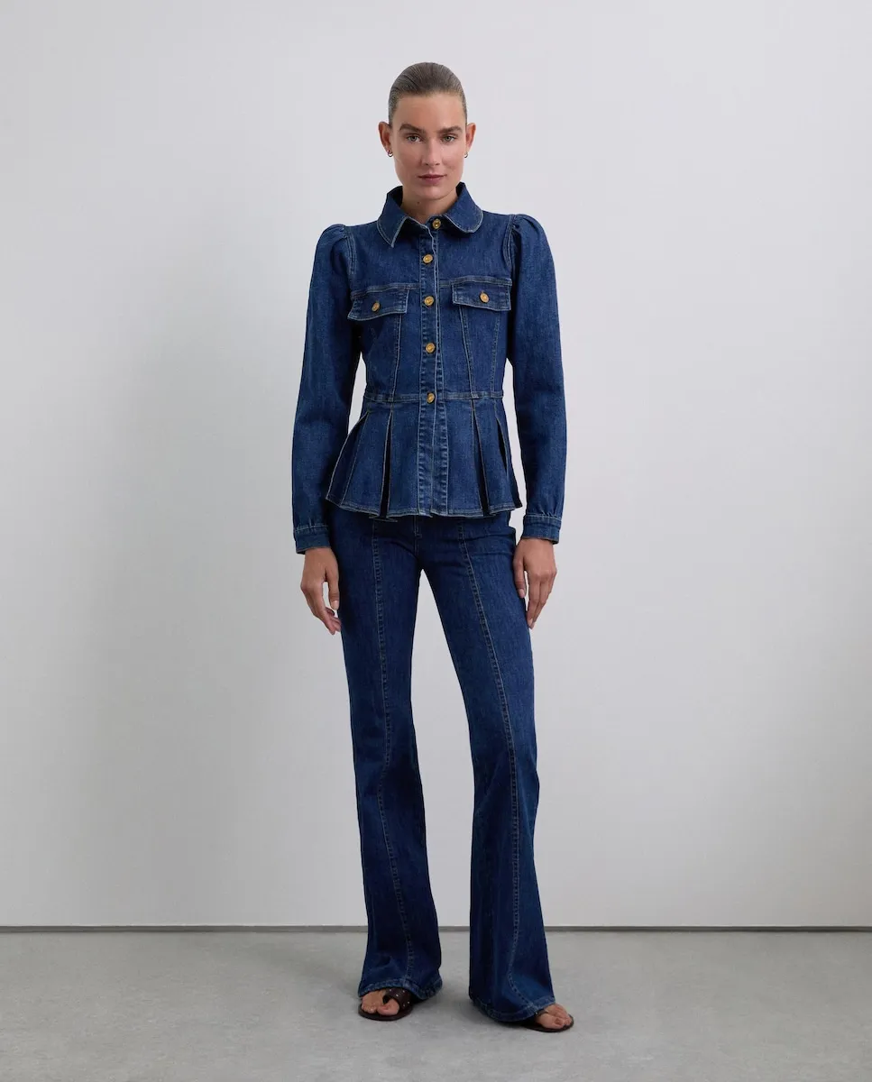 

Женская блузка с длинными рукавами и буффами Scalpers, синий