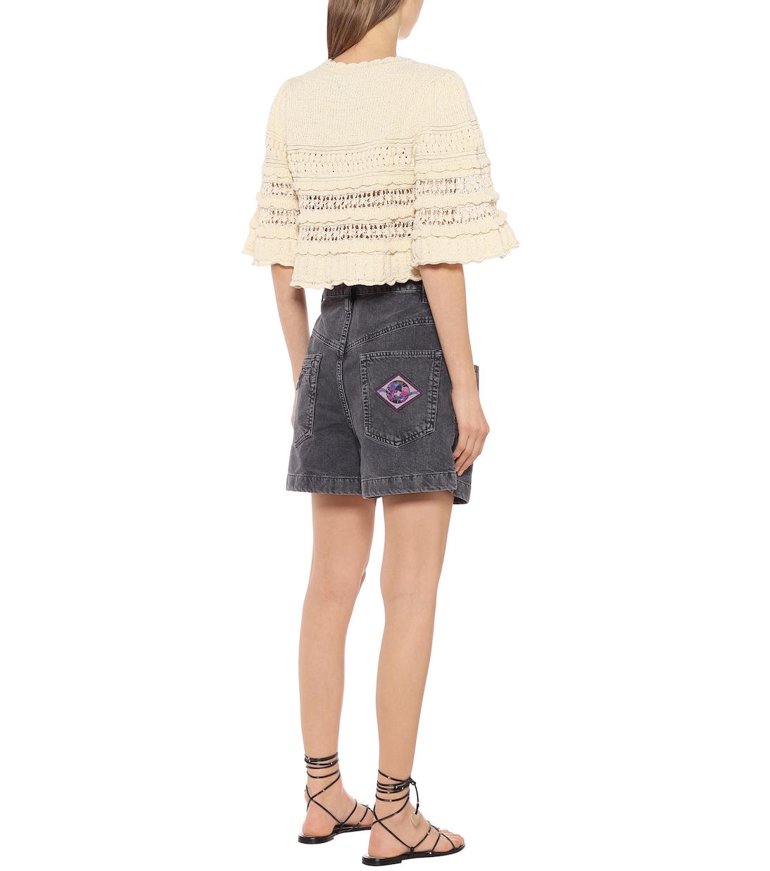 Укороченный свитер Friz из хлопковой смеси Isabel Marant, экрю — фото 3