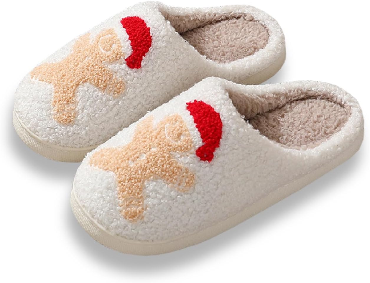 

Рождественские тапочки Titype, милые праздничные тапочки, теплые домашние тапочки для женщин и мужчин, пушистые тапочки для улицы и дома, тапочки для спальни, домашняя обувь для дам, Gingerbread Man