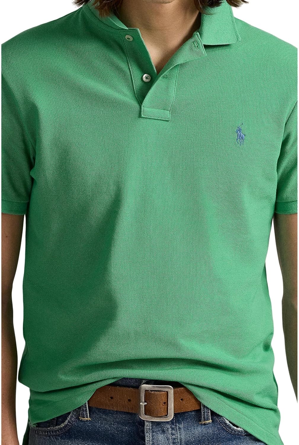 POLO RALPH LAUREN Мужская классическая поло с сеткой, Raft Green — фото 3