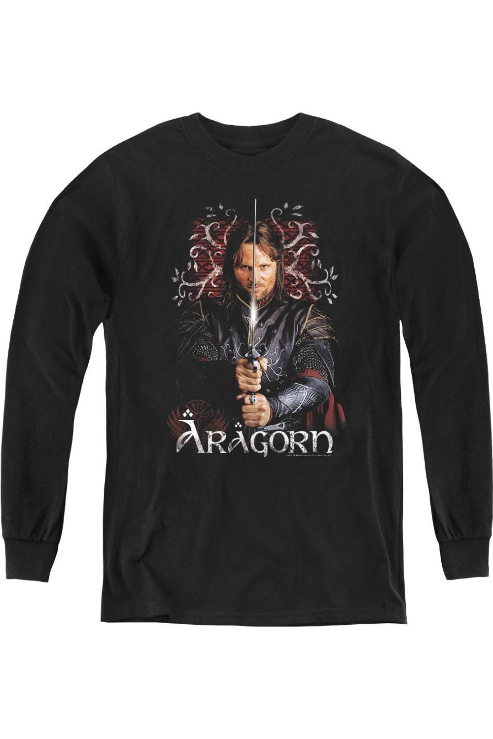 

Футболка с длинным рукавом "Властелин Колец" Арагорн для подростков Gildan, черный