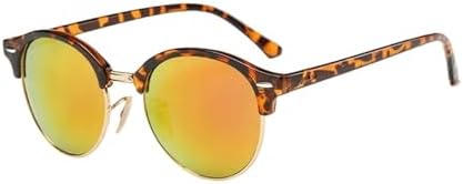 

Винтажные солнцезащитные очки 2027 года для женщин и мужчин, ретро-очки с заклепками, круглые зеркальные, для вождения, женские и мужские, с защитой от УФ-излучения UV400 MTZJH, Orange