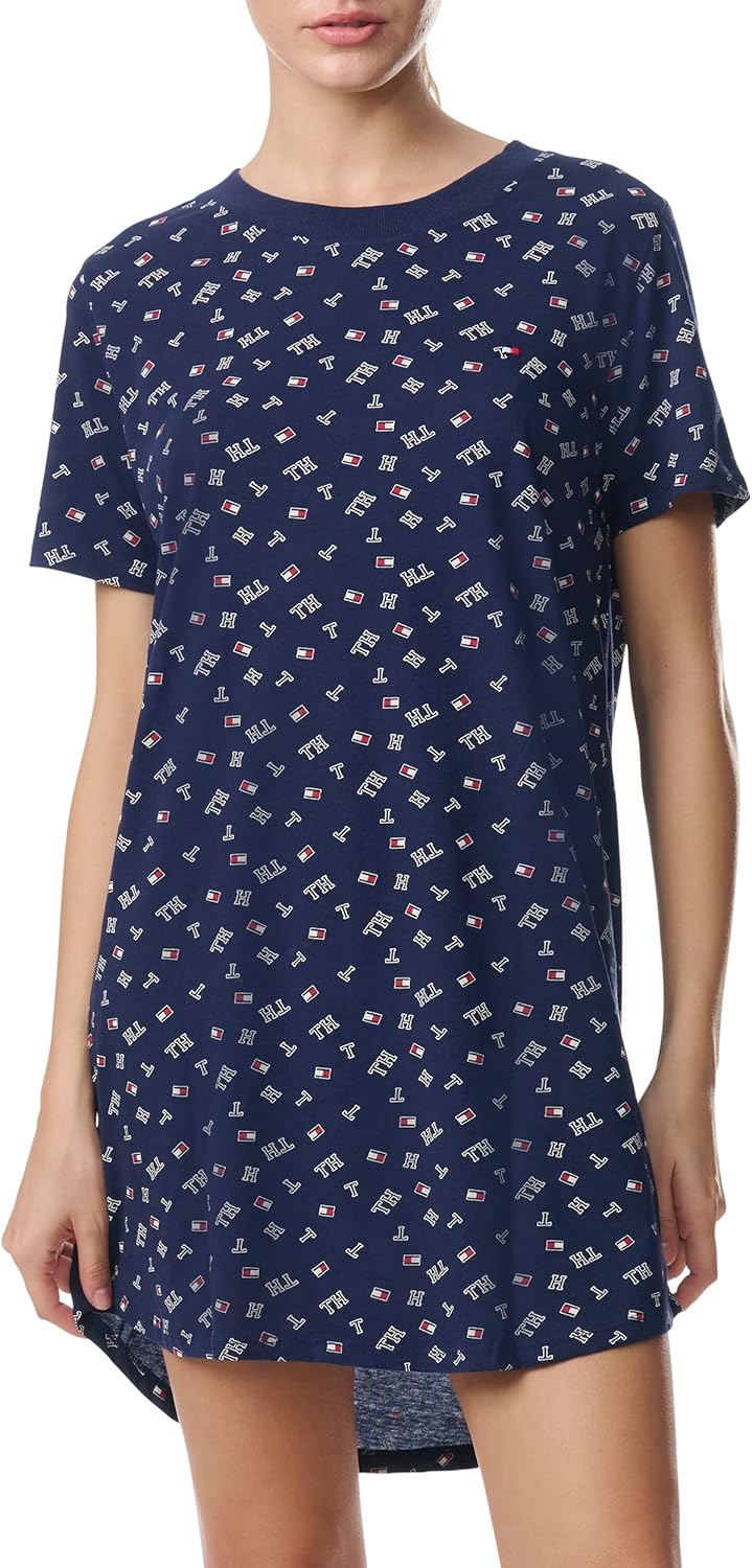

Женская рубашка для сна с короткими рукавами и принтом Tommy Hilfiger, Toss Tommy Hilfiger Flag Peacoat